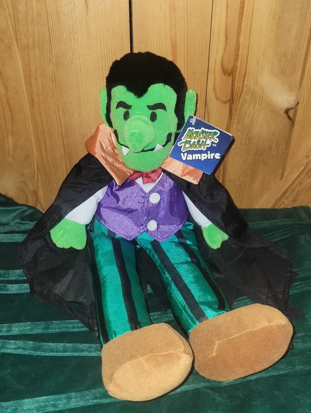 Vintage 90s Monster Bash Vampire Plush - Green, Purple & Black